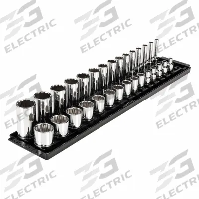 TEKTON Socket Set: 3/8 in Drive, 30 Piece, 12-Point, SAE - SAE & Metric Socket Sets