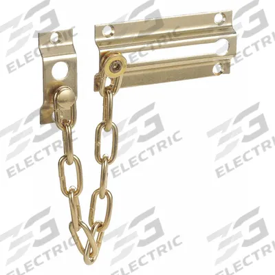Grainger Chain Door Guard: Brass, 7/16 in Ht, 1 1/2 in Wd, 3 3/8 in Lg - Chain Door Guards