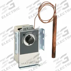 HONEYWELL Pneumatic Temperature Transmitter: 65° to 85°F, 2 Pipes, High Volume Pipes/Air Flow Output (MPN LP916A1019/U). Key specifications — Pneumatic Thermostat Type: Remote-Bulb Sensor; Temperature Control Range: 65° to 85°F; Number of Pipes/Air Flow Output: 2 Pipes, High Volume; Thermostat Action: Direct; Mounting Direction/Capillary Length: Vertical, 36 in; Mounting Direction/Includes Cover: Vertical, Yes; Brand: HONEYWELL.