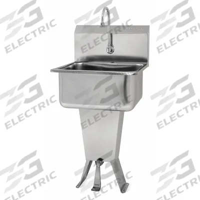 SANI-LAV Hand Sink: 41 1/2 in Overall Ht, 19 in Bowl Lg, 10 in Bowl Dp, 0.5 gpm Flow Rate - One-Station Freestanding Hand Sinks with Faucets