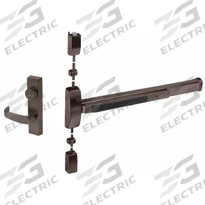 SARGENT Surface Vertical Rod: 36 in Max Door Wd - Surface Vertical Rod Push Bars