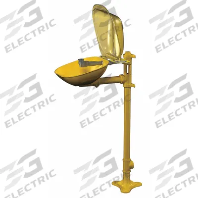 BRADLEY Plumbed Eyewash: Std, Pedestal Mnt, Eyes Coverage, Covered, Plastic Bowl - Floor-Mount Eyewash Stations