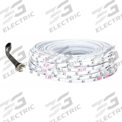 KESON Surveyors Rope: Manual, SR-18-100, SAE, 100 ft, 1/8 in, Loop Tip, 100 ft Blade Lg (SAE) - Long Measuring Ropes