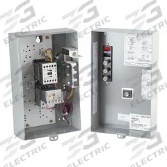 EATON IEC Magnetic Motor Starter: Non-Reversing, 3 Poles, Electronic Protection, 25 A, 240V AC (MPN ECX09G1BAA-R63/D). Key specifications — Brand: EATON; Pilot Lights Included: None; Auxiliary Contacts Included: 1NO/1NC.