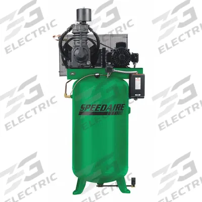 SPEEDAIRE Electric Air Compressor: 7.5 hp, 2 Stage, Vertical, 80 gal, 24.5 cfm, 175 psi - Splash Lubricated Stationary Electric Air Compressors