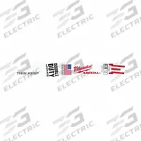 MILWAUKEE TOOL & EQUIPMENT Reciprocating Saw Blade: 14 Teeth per Inch, 6 in Blade Lg, Bi-Metal (MPN 48-01-7182). Key specifications — attr1109198: 14; attr1109200: Rigid for Straight Cuts; attr1109201: Straight; attr1109209: MILWAUKEE TOOL & EQUIPMENT.