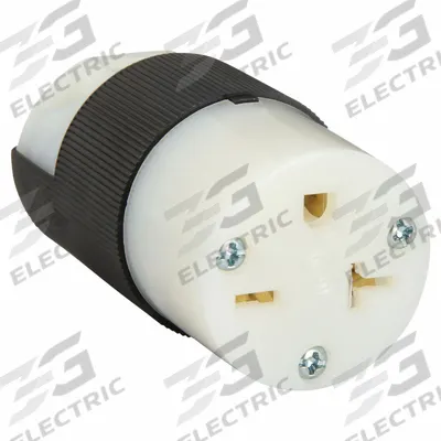 HUBBELL Straight Blade Connector: 6-20R, 250V AC, 20 A, 2 Pole, 3 Wire, Black/White (MPN HBL5469C) - General Purpose Connectors