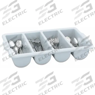 VOLLRATH Cutlery Holder: Polyethylene, Gray, 4 Compartments, 3 3/4 in Overall Ht (MPN 52654) - Furnishings, Appliances and Hospitality