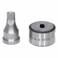 EDWARDS Oblong Punch & Die Set: Edwards, 55 ton_65 ton_100 ton_120 ton Compatible Ironworker Size (MPN ED9-PDOB9/32X9/16). Key specifications — attr67451: IW55 , IW65 , IW100, IW120; attr67489: Oblong; attr67463: 9/32X9/16 in; attr67447: ED9-PDOB9/32X9/16; attr67456: Edwards; attr67443: EDWARDS; attr67472: 9/32X9/16 in Oblong Punch & Die Set.