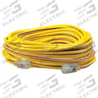 SOUTHWIRE Extension Cord: Outdoor Use, 100 ft Lg, Outlet, 5-15P, 12/3, SJTW, Purple/Yellow, 125V AC (MPN 2549SW0022). Key specifications — Brand: SOUTHWIRE; Temperature Rating: -40° to 140°F; NEMA Plug Configuration: 5-15P.
