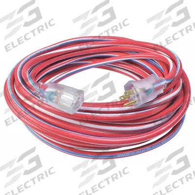 SOUTHWIRE Extension Cord: Outdoor Use, 50 ft Lg, Outlet, 5-15P, 12/3, SJTW, Blue/Red/White - Outdoor Extension Cords with Single Outlet