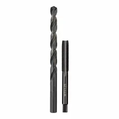 MILWAUKEE Plug Tap and Drill Bit: 2 Pc, M8x1.25 Tap, Ltr H Drill (MPN 49-57-5543). Key specifications — attr1300596: Straight Flute.