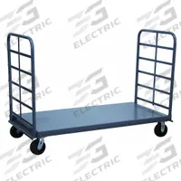 JAMCO Platform Truck: 2,000 lb, 60 in L x 36 in W x 10 in H Deck, Solid, 12 ga Deck, Rubber, Smooth (MPN PS460P600GP). Key specifications — Side Panel Type: No Side Panels; Brand: JAMCO; Color: Gray; Caster/Wheel Configuration: (2) Rigid.