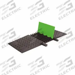 HI-VIZ CABLE PROTECTOR: 5 Channels, 1 13/40 in Max Cable Dia, 50 in Wd, 1 7/8 in Ht, 20 in Lg (MPN GD5X125ADAFLG/B). Key specifications — Connection Style: Dog Bone; Material: Polyurethane; Color: Hi-Viz Green (Lid)/Black (Base).