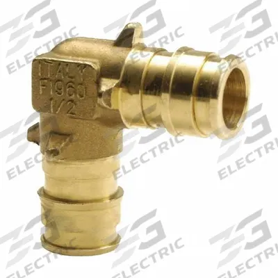 UPONOR Barbed Fitting Elbow: 3/4 in ID x 3/4 in ID Size, Barbed x Barbed, Brass - Expansion Brass Barbed Tube Fittings