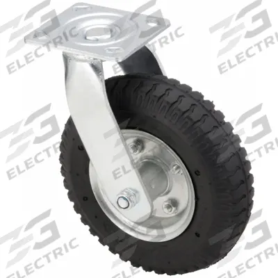 APPROVED VENDOR Plate Caster: Swivel, Steel, 8 in Wheel Dia., 2 3/4 in Wheel Wd, Slot - Plate Casters with Pneumatic Wheels