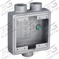 APPLETON ELECTRIC Electrical Box: Iron, Rectangular, 2 Gangs, 3/4 in Hub Size, 32 cu in Capacity (MPN FSD-2-75). Key specifications — Color: Gray; Brand: APPLETON ELECTRIC.