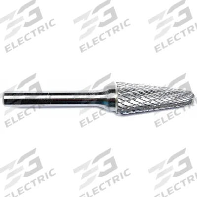 APPROVED VENDOR Carbide Bur: Pointed-End Cone, SM-5, Double Cut, 1/2" x 7/8" Head - Double-Cut Pointed-End Cone Burs