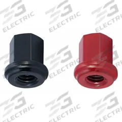 FUSION Nut: Top, Battery, Black, Red, Mil Specs/SAE, Stainless Steel, 10 PK (MPN 6016B, 6016R)