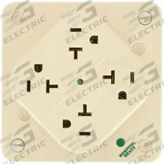 BRYANT Receptacle: Hospital Grade, Quad, 5-20R, Ivory, 125V AC, 20 A, 2 Pole / 3 Wire (MPN 21254HSIA)