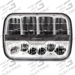 MAXXIMA Headlight: Headlight, LED, Heated, High Beam/Low Beam, Surface Mount, Bracket, H4 Connector (MPN MHLE-5X7HILO). Key specifications — Heated: Heated; Lighting Technology: LED; Beam Type: Low Beam; Electrical Connection: H4 Connector; Mount Type: Bracket; Brand: MAXXIMA; Mount Style: Surface.