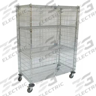APPROVED VENDOR Security Cart: 1,000 lb, 48 in L x 24 in W Self, Silver, No Handle - General Purpose Wire Security Carts