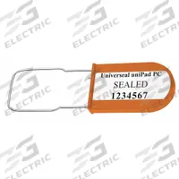 UNIVERSEAL Padlock Seals: Orange, Plastic, 100 lb Breaking Strength, 1 3/16 in Hasp Lg, 50 PK (MPN UPAD-PC ORANGE50). Key specifications — Brand: UNIVERSEAL; Marking Color: Black; Marking Included: Numbers; Marking Message: Sealed; Marking Numbering: Sequential; Lock Material: Plastic.