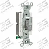 LEVITON Toggle Single-Pole, 15 Amp: Toggle Switch, Single Pole, Maintained, Gray, 120/277V AC, 15 A (MPN CS115-2GY). Key specifications — Illuminated: No; Voltage Rating: 120/277V AC.