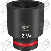 MILWAUKEE Deep Impact Socket: 1 in Drive Size, SAE, 2 1/4 in Socket Size, 6-Point, Deep, Friction (MPN 49-66-6521). Key specifications — attr1215501: MILWAUKEE; attr1215515: Black Phosphate; attr1215518: 2-1/4 in.