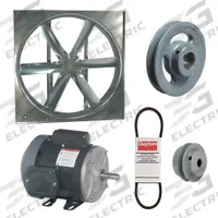 DAYTON Supply Fan w/Drive Package: Belt Drive, 24 in Blade, Totally Enclosed, 5,292 cfm, 1 ph (MPN 7CC05). Key specifications — Nameplate Voltage: 115/208-230V AC; Assembled: Unassembled; Brand: DAYTON; Enclosure Design: Totally Enclosed Motor.