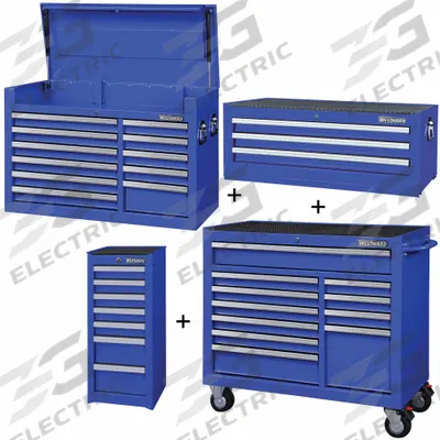WESTWARD Rolling Cabinet Kit: 32 Drawers, Heavy Duty, Keyed - Heavy-Duty Top Chest, Intermediate Chest, Side & Rolling Cabinet Combos