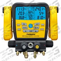 FIELDPIECE Manifold Gauge: 4 Valves, Series SMAN®, 5 in Gauge, Job Link® (MPN SM482V). Key specifications — Product Type: Manifold Gauge Set; For Refrigerant Type: R-227EA; Brand: FIELDPIECE; Includes: (2) TC24 Wired Type-K Pipe Clamp Thermocouples; Gauge Boots: No; Sight Glass: Yes.