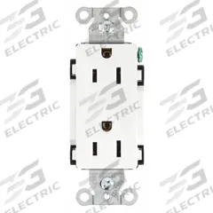 BRYANT Receptacle: Decorator Duplex, 5-15, White, 125V AC, 15 A, 2 Pole / 3 Wire (MPN DRS15WHI)