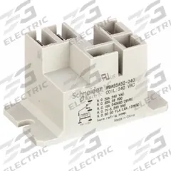 SCHNEIDER Enclosed Power Relay: Surface (Top Flange) Mounted, 240V AC, SPDT, 5 Pins/Terminals (MPN 9AS7A240). Key specifications — Brand: SCHNEIDER; Base Type: Square; Mounting Style: Panel Flange; Electrical Connection: Faston Terminal; Manufacturer Part Number: 9AS7A240; Operating Current: 80 A at 240V AC-8a (NO Locked Rotor); Series: 9A Power Series.