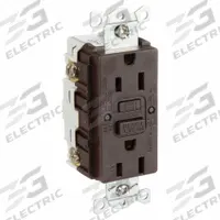 HUBBELL GFCI Receptacle: Duplex, 5-15, Brown, GFCI, 125V AC, 15 A, 2 Pole / 3 Wire (MPN GFRWR15)