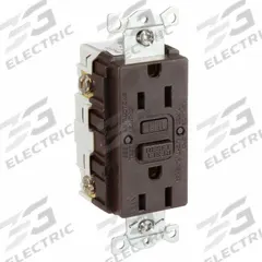 HUBBELL GFCI Receptacle: Duplex, 5-15, Brown, GFCI, 125V AC, 15 A, 2 Pole / 3 Wire (MPN GFRWR15)