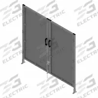 T-Slot Framing System Door: Stand-Alone, Gray, Double Swing, 72 in H x 75 in W x 5 1/2 in D, Mesh (MPN 47798). Key specifications — Finish: Anodized; Brand: FAZTEK; Panel Color: Black; Panel Type: Mesh; Color: Gray; Material: Wire; Mesh Shape: Square; Assembly: Assembled.