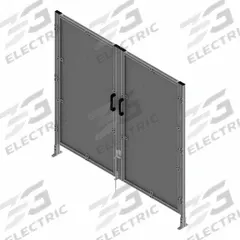 T-Slot Framing System Door: Stand-Alone, Gray, Double Swing, 72 in H x 75 in W x 5 1/2 in D, Mesh (MPN 47798). Key specifications — Finish: Anodized; Brand: FAZTEK; Panel Color: Black; Panel Type: Mesh; Color: Gray; Material: Wire; Mesh Shape: Square; Assembly: Assembled.