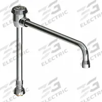 CHICAGO FAUCETS Spout: Spout, Gooseneck, Swivel Spout, Brass, Polished Chrome, Laminar, UNEF (MPN GN12BVBSWGJKABCP). Key specifications — Includes: Mounting Hardware; Product Type: Spout; Spout Style: Swivel; Body Material: Brass; Color/Finish: Polished Chrome; Brand: CHICAGO FAUCETS.