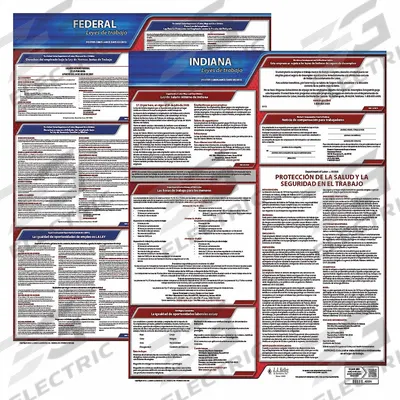 JJ KELLER Labor Law Poster: IN, Spanish, Plastic, 20 in x 24 in - State & Federal Labor Law Poster Sets