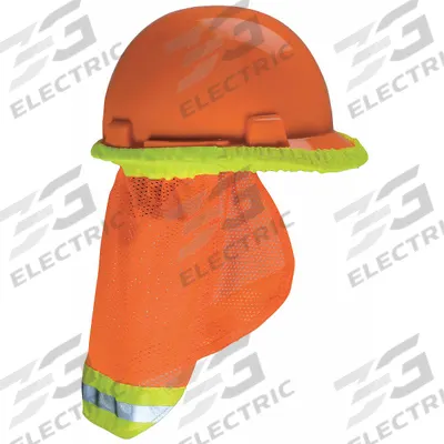 MSA Neck Shade: Orange, Nylon, Elastic Brim Band - Hard Hat Neck Shades