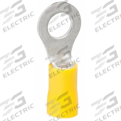 GARDNER BENDER Ring Terminal: Yellow, Vinyl Insulation, 1/4 in Stud Size - Insulated Ring Terminals