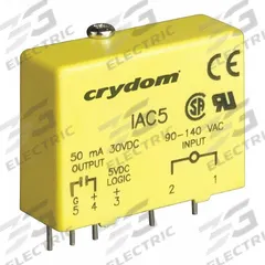 CRYDOM Input Module: PCB Relay Mounting, 5 Pins, 90 to 140V AC/DC Input, 30V DC Output (MPN IAC5). Key specifications — Input Voltage: 90 to 140V AC/DC; Brand: CRYDOM.