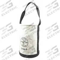 KLEIN TOOLS Bucket Bag: 14 in H, Off-White, Canvas, 2 Pockets, Open Top (MPN 5106P). Key specifications — attr1118525: KLEIN TOOLS; attr1125037: Off-White; attr1125041: Canvas; attr1203718: Yes.