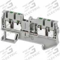 SCHNEIDER Terminal Block: DIN Rail Mounting Type, Push-In Wire Termination, 4 Wire Terminals, 20 A (MPN NSYTRP24). Key specifications — Brand: SCHNEIDER; For Minimum Wire Size: 24 AWG.
