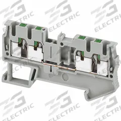 SCHNEIDER Terminal Block: DIN Rail Mounting Type, Push-In Wire Termination, 4 Wire Terminals, 20 A (MPN NSYTRP24). Key specifications — Brand: SCHNEIDER; For Minimum Wire Size: 24 AWG.