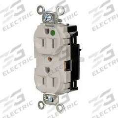 HUBBELL Receptacle: Hospital Grade, Duplex, 5-15R, Light Almond, 125V AC, 15 A, 2 Pole / 3 Wire (MPN HBL8200STLA)