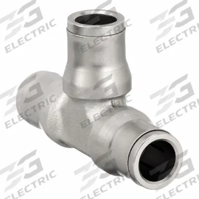 LEGRIS Push-Fit Tee Fitting: 1/2 in OD x 1/2 in OD x 1/2 in OD Size - Nickel-Plated Brass Tube Fittings