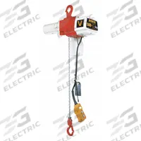 HARRINGTON Electric Chain Hoist: H2 - Light Duty, 120V AC, Hook Mounted - No Trolley, 13 in Headroom (MPN ED500V-10). Key specifications — Brand: HARRINGTON; Includes: Chain Container; Operating Voltage: 120V AC; Headroom Clearance: 28 in - 30 in.