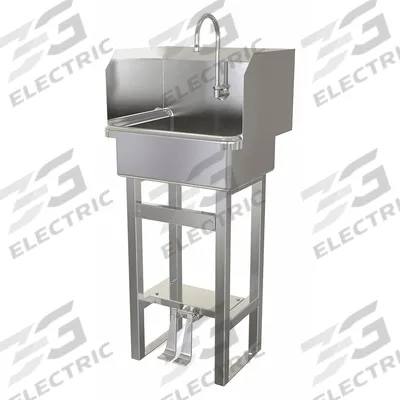 SANI-LAV Hand Sink: 43 1/2 in Overall Ht, 17 in Bowl Lg, 7 in Bowl Dp, 2 gpm Flow Rate - One-Station Freestanding Hand Sinks with Faucets